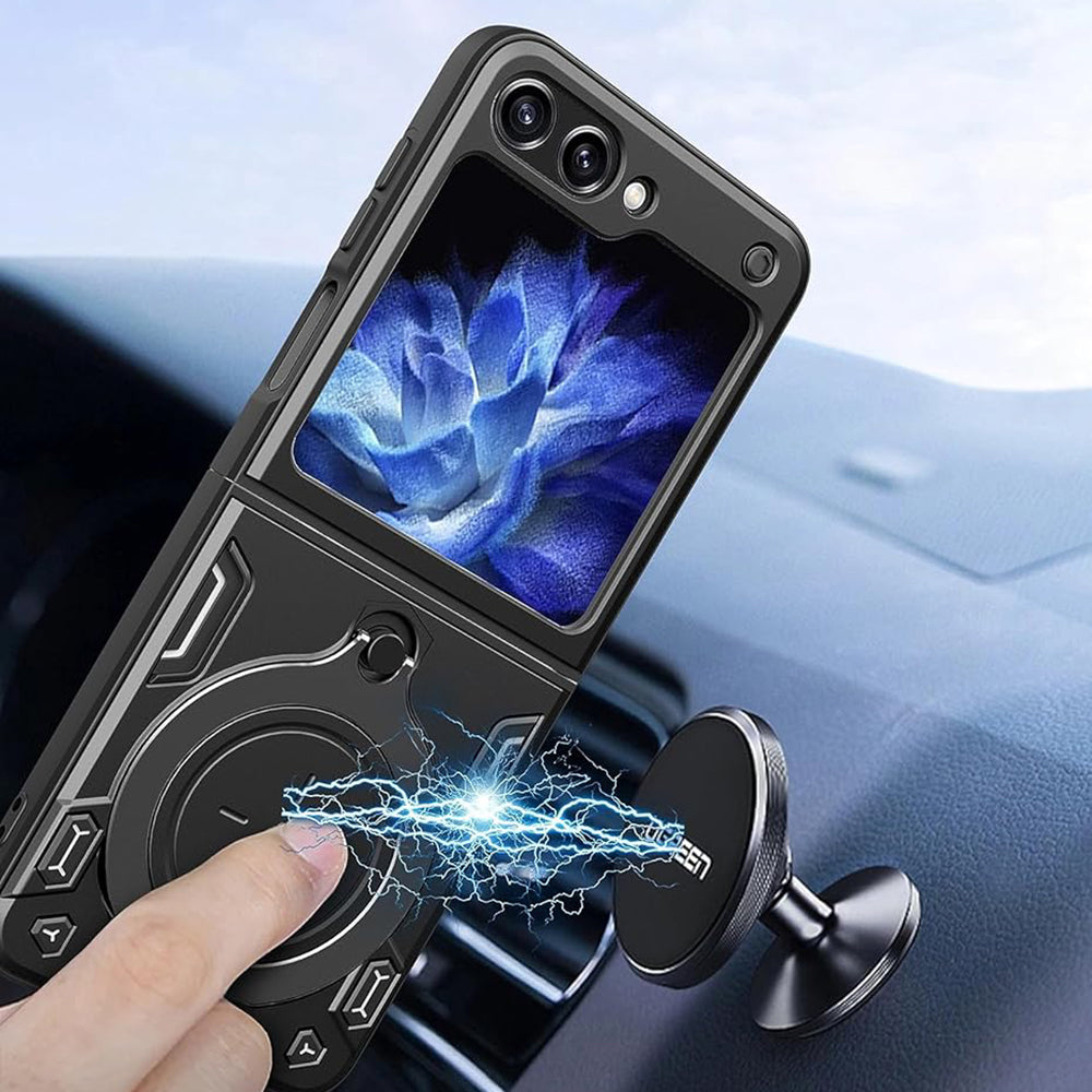Hülle für Samsung Galaxy Z Flip7 FE F761 / Z Flip6 F741, Techsuit, CamGuard Pro, Schwarz