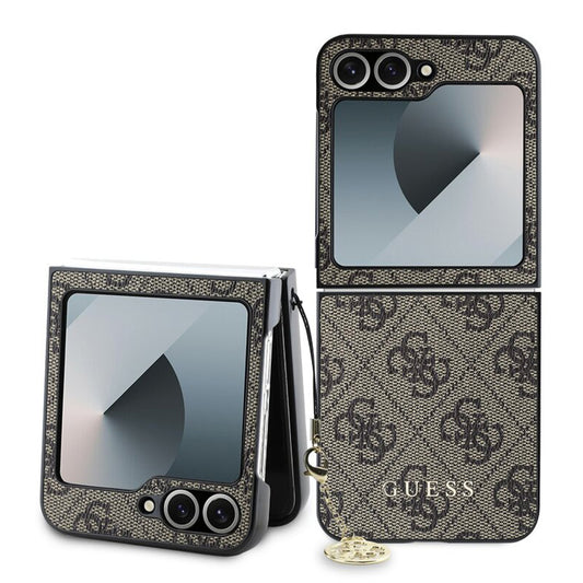 Hülle für Samsung Galaxy Z Flip7 FE F761 / Z Flip6 F741, Guess, 4G Charm, Braun