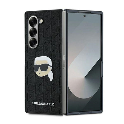 Hülle für Samsung Galaxy Z Fold6 F956, Karl Lagerfeld, Saffiano Monogram Karl's Head Metal, Schwarz