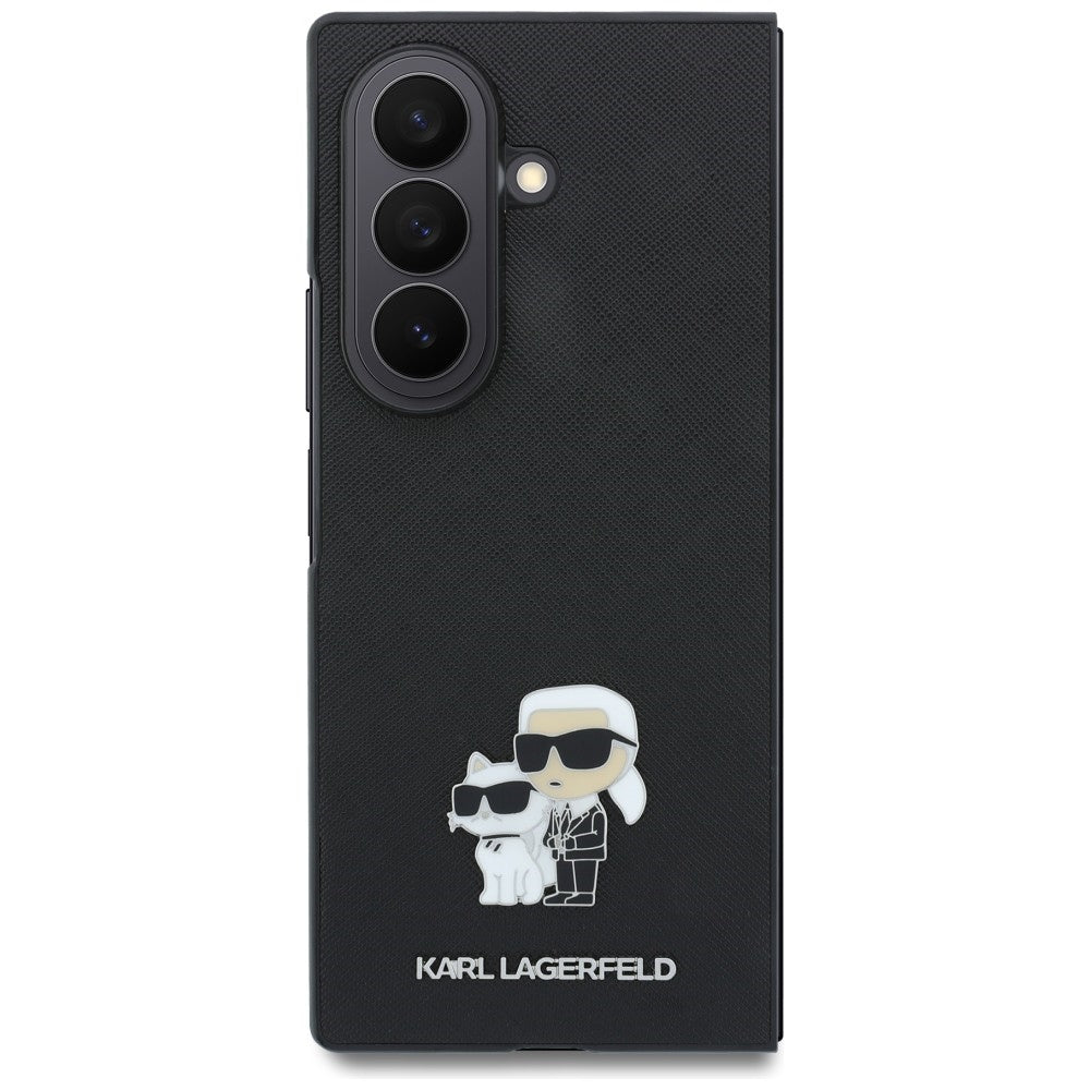 Hülle für Samsung Galaxy Z Fold8 Ultra F976, Karl Lagerfeld, Saffiano Karl & Choupette Metallnadel, Schwarz