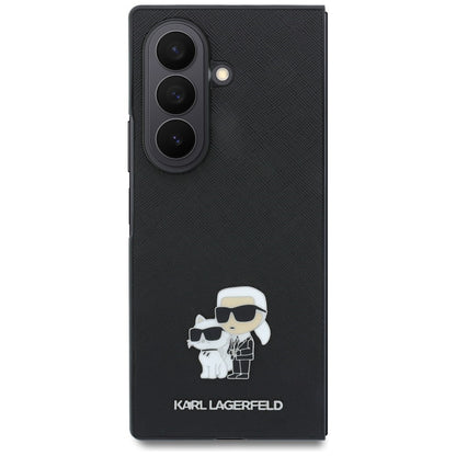 Hülle für Samsung Galaxy Z Fold8 Ultra F976, Karl Lagerfeld, Saffiano Karl & Choupette Metallnadel, Schwarz