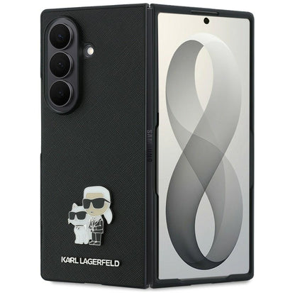Hülle für Samsung Galaxy Z Fold8 Ultra F976, Karl Lagerfeld, Saffiano Karl & Choupette Metallnadel, Schwarz