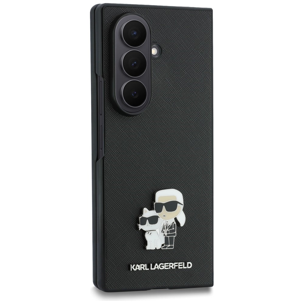 Hülle für Samsung Galaxy Z Fold8 Ultra F976, Karl Lagerfeld, Saffiano Karl & Choupette Metallnadel, Schwarz