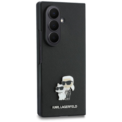 Hülle für Samsung Galaxy Z Fold8 Ultra F976, Karl Lagerfeld, Saffiano Karl & Choupette Metallnadel, Schwarz