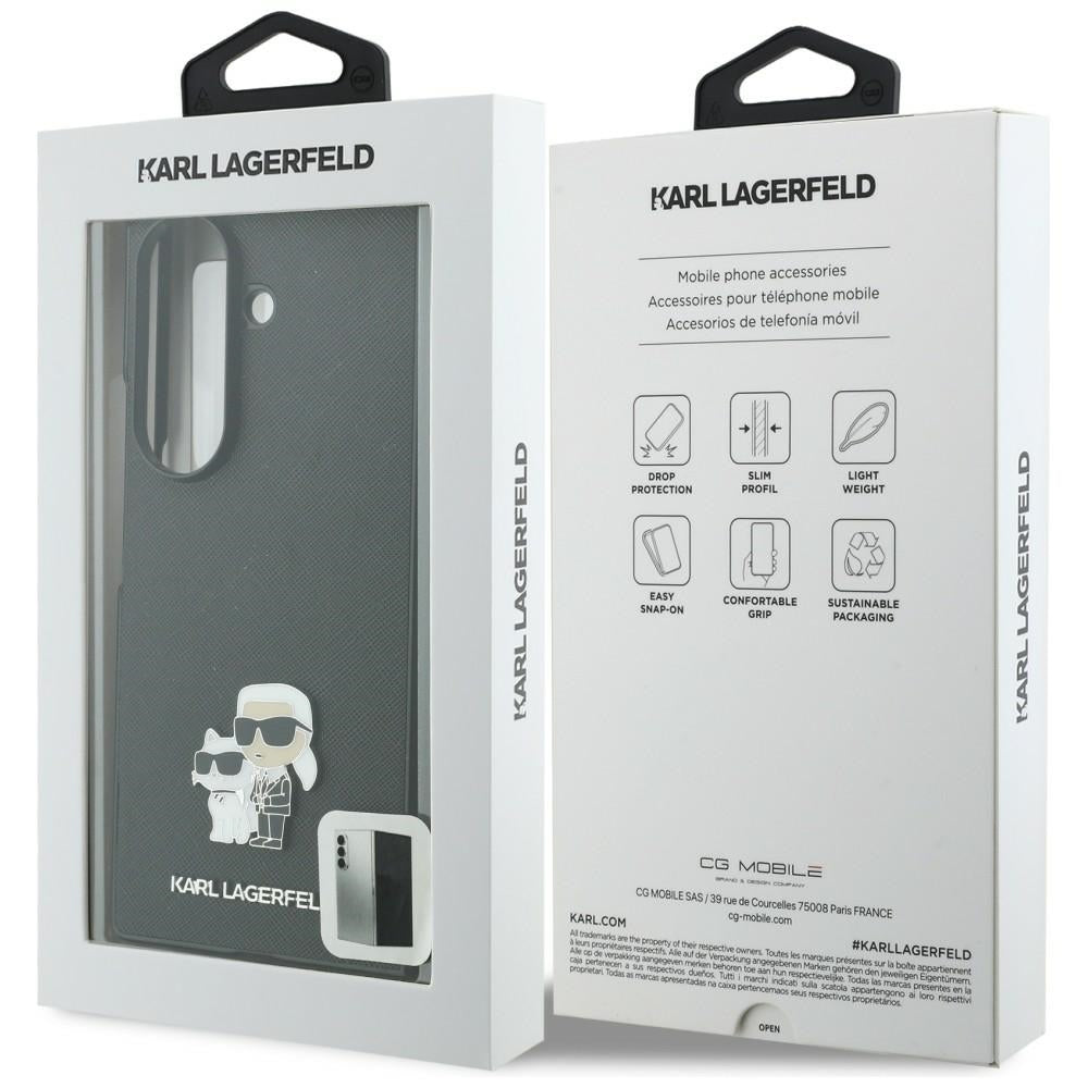 Hülle für Samsung Galaxy Z Fold8 Ultra F976, Karl Lagerfeld, Saffiano Karl & Choupette Metallnadel, Schwarz