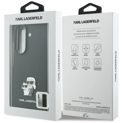 Hülle für Samsung Galaxy Z Fold8 Ultra F976, Karl Lagerfeld, Saffiano Karl & Choupette Metallnadel, Schwarz