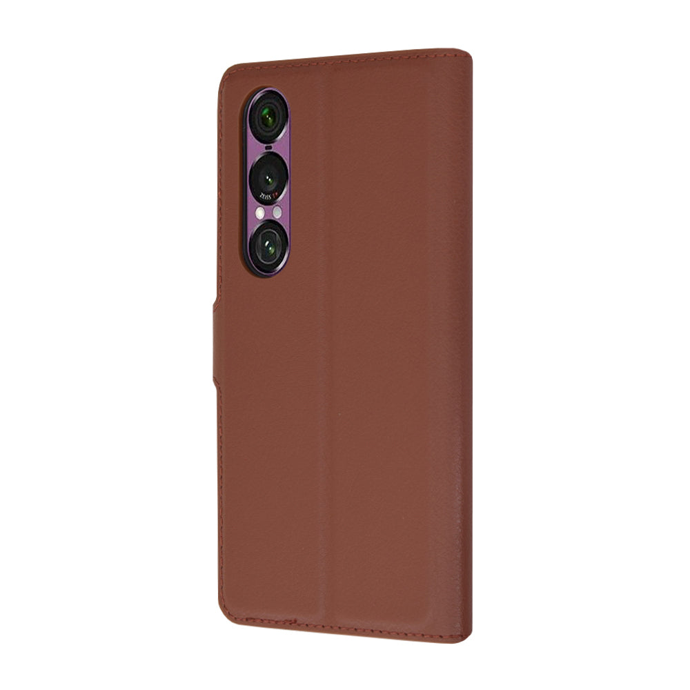 Hülle für Sony Xperia 1 VI, Techsuit, Leder-Folio, Braun