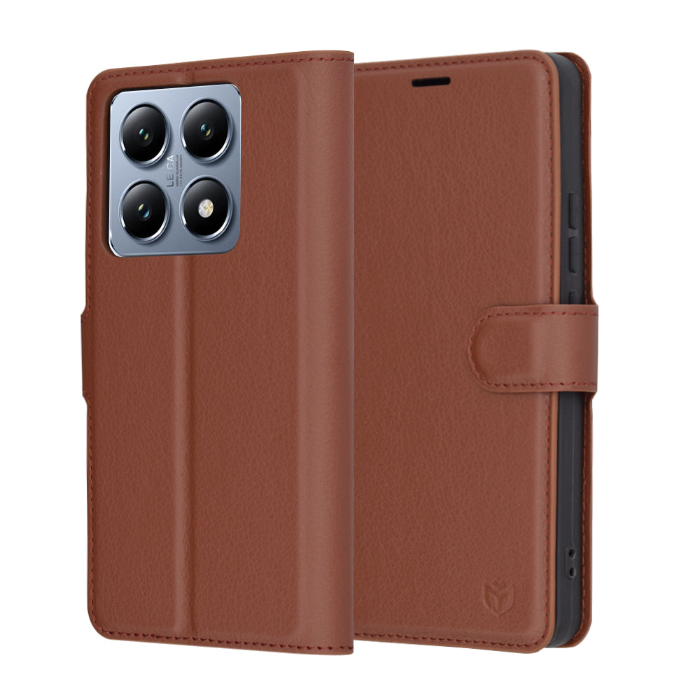 Hülle für Xiaomi 14T Pro, Techsuit, Leder-Folio, Braun