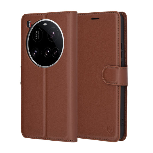 Hülle für Xiaomi 15 Ultra, Techsuit, Leder-Folio, Braun