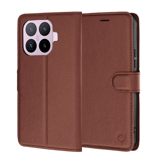 Hülle für Xiaomi 17T, Techsuit, Leder-Folio, Braun
