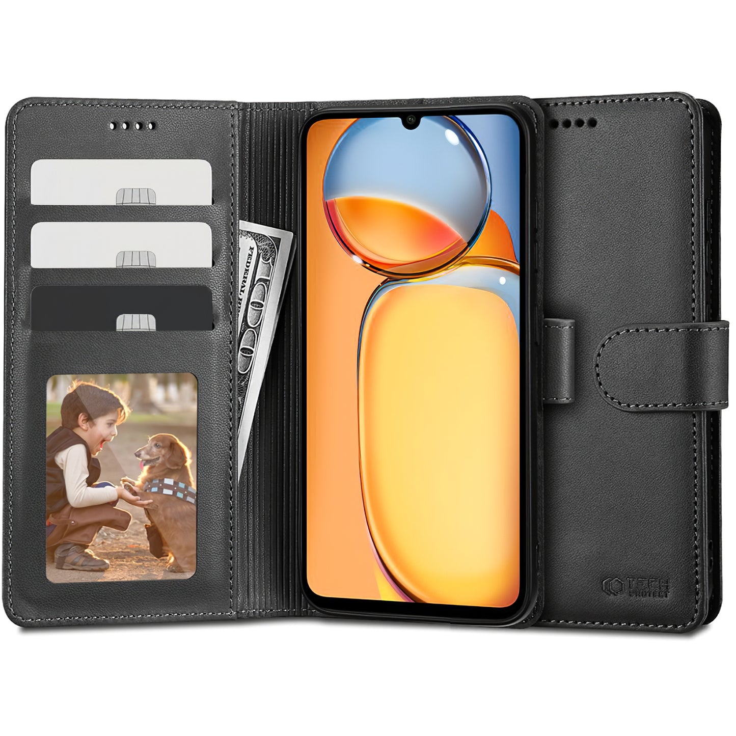 Hülle für Xiaomi Redmi 13C / 13C 5G / Poco C65, Tech-Protect, Wallet, Schwarz