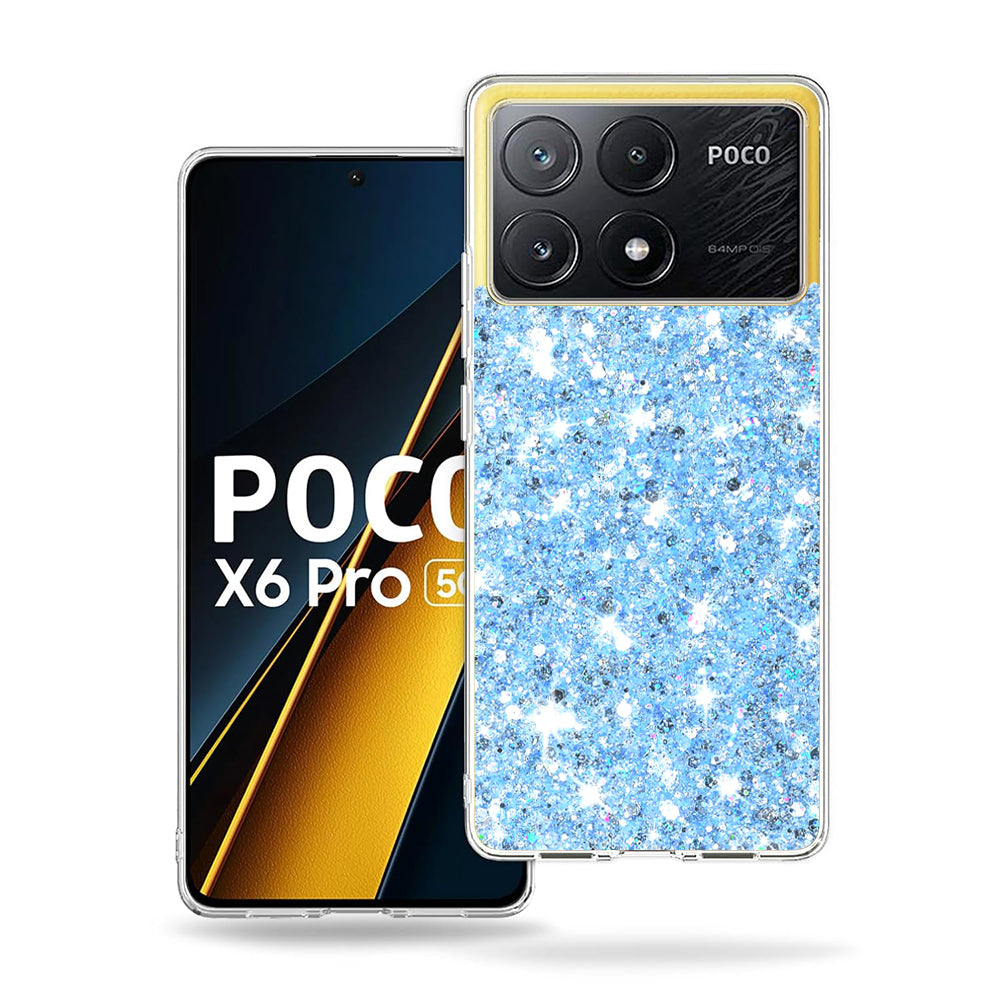 Hülle für Xiaomi Poco X6 Pro, Techsuit, Glitzerndes Funkeln, Blau