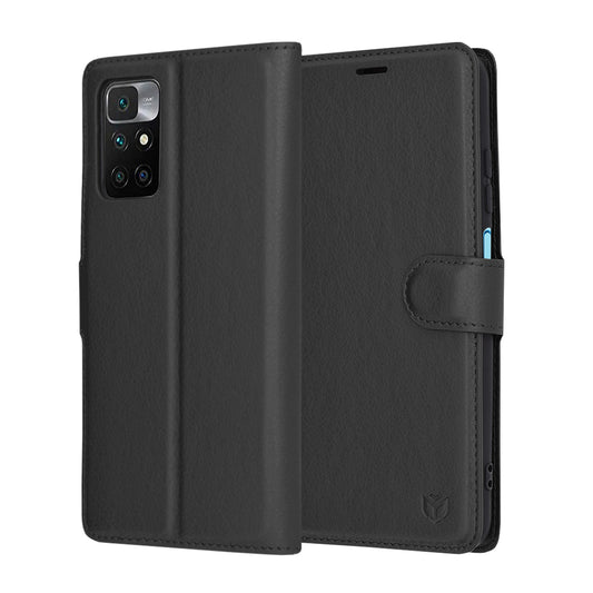 Hülle für Xiaomi Redmi 10 2022 / 10 (2021), Techsuit, Leder-Folio, Schwarz