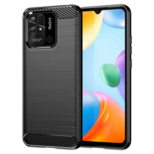 Hülle für Xiaomi Redmi 10C, Techsuit, Carbon, Schwarz
