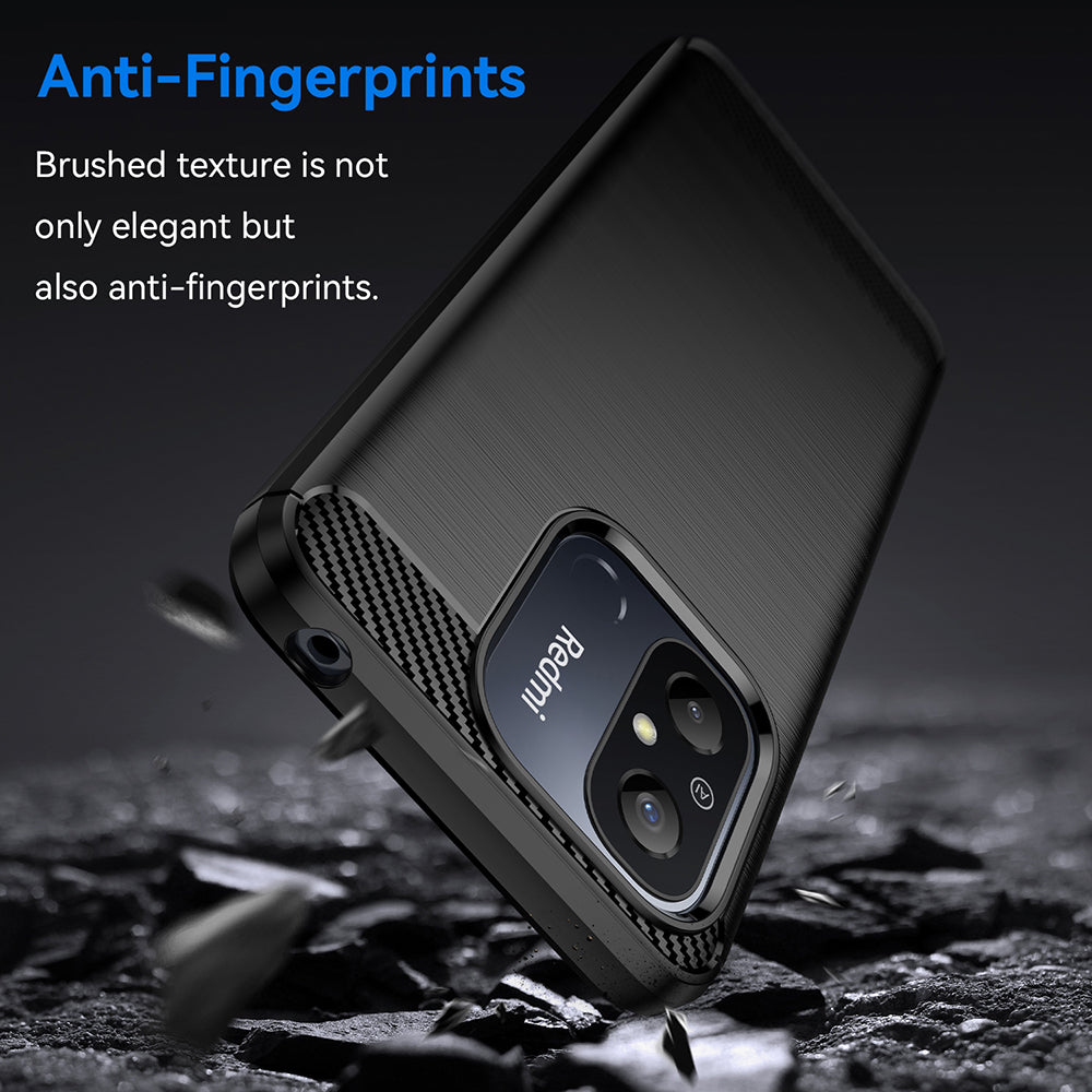 Hülle für Xiaomi Redmi 12C, Techsuit, Carbon, Schwarz