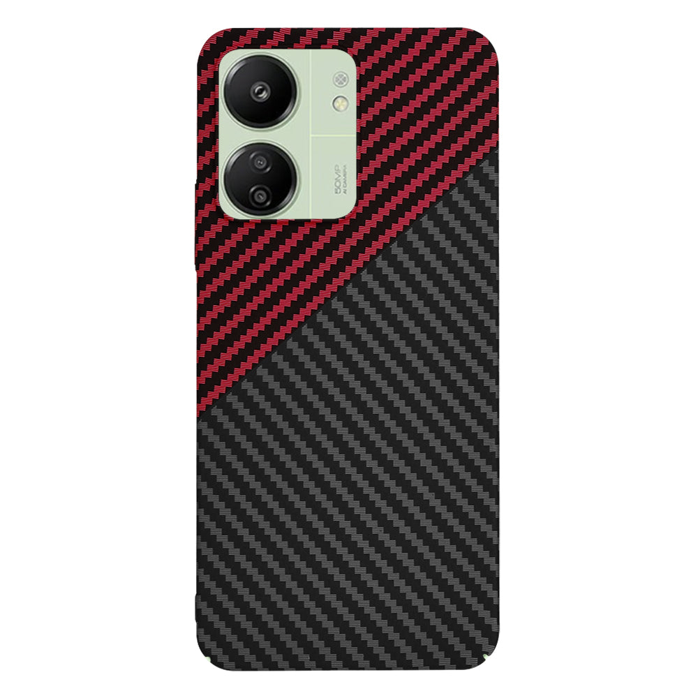 Hülle für Xiaomi Redmi 13C 5G / 13C / Poco C65, Techsuit, Carbonite FiberShell, Schwarz Rot