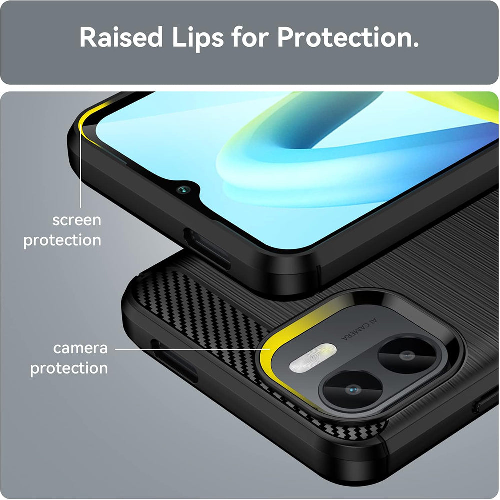 Hülle für Xiaomi Redmi A2 / A1, Techsuit, Carbon, Schwarz