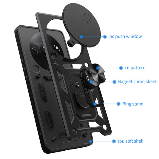 Hülle für Xiaomi Redmi A3x / A3, Techsuit, CamShield, Schwarz