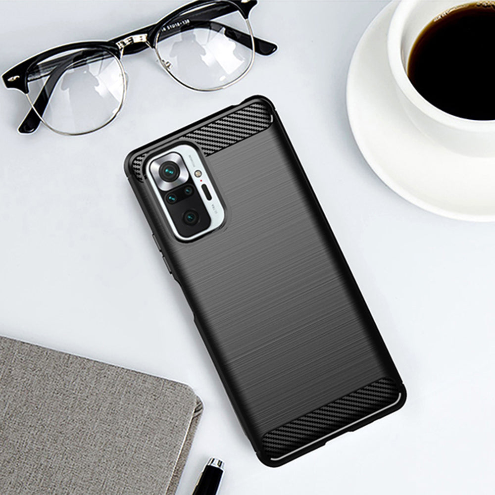 Hülle für Xiaomi Redmi Note 10 Pro Max / Note 10 Pro, Techsuit, Carbon, Schwarz