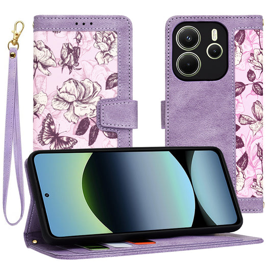 Hülle für Xiaomi Redmi Note 14 4G (Regional), Techsuit, FlipCraft, Lila