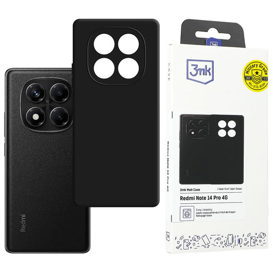 Hülle für Xiaomi Redmi Note 14 Pro 4G, 3MK, Matt Schwarz