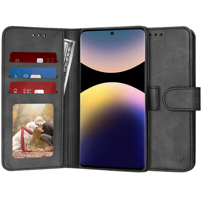 Hülle für Xiaomi Redmi Note 14 Pro 4G, Techsuit, Diary Book, Schwarz
