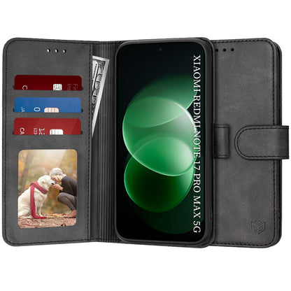 Hülle für Xiaomi Redmi Note 17 Pro Max, Techsuit, Diary Book, Schwarz
