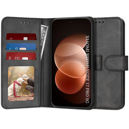 Hülle für Xiaomi Redmi Note 17 Pro, Techsuit, Diary Book, Schwarz