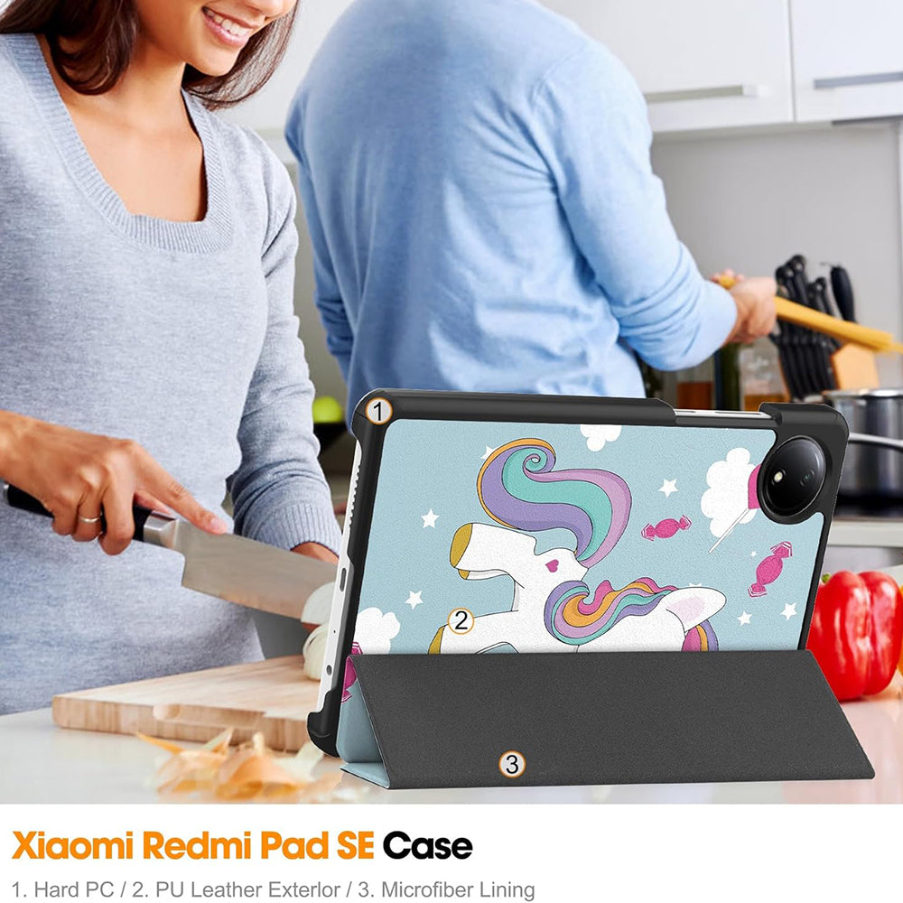 Hülle für Xiaomi Redmi Pad SE 8.7, Techsuit, FoldPro Unicorn, Mehrfarbig