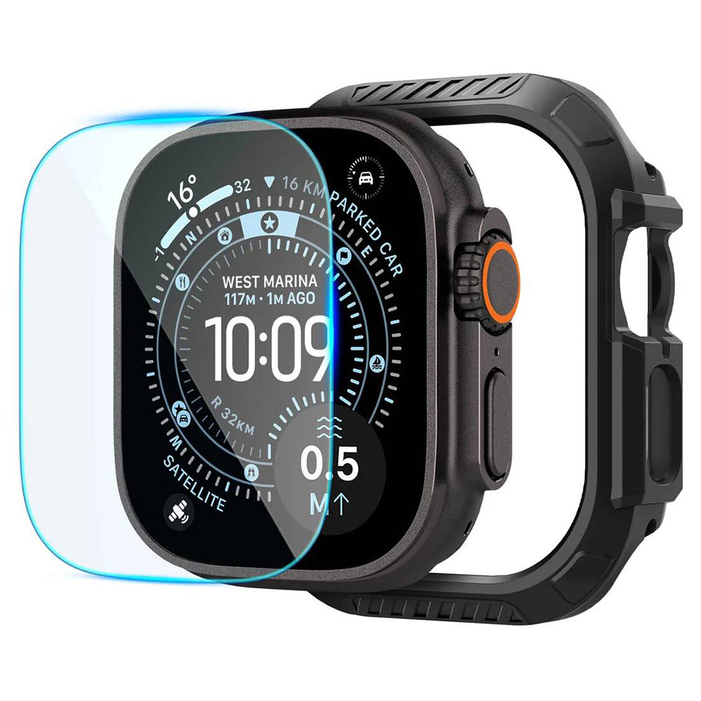 Spigen Lock Fit Hülle mit Displayschutz für Apple Watch Ultra Series, Schwarz ACS12054