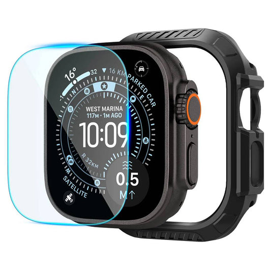 Spigen Lock Fit Hülle mit Displayschutz für Apple Watch Ultra Series, Schwarz ACS12054