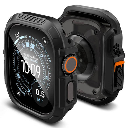 Spigen Lock Fit Hülle mit Displayschutz für Apple Watch Ultra Series, Schwarz ACS12054