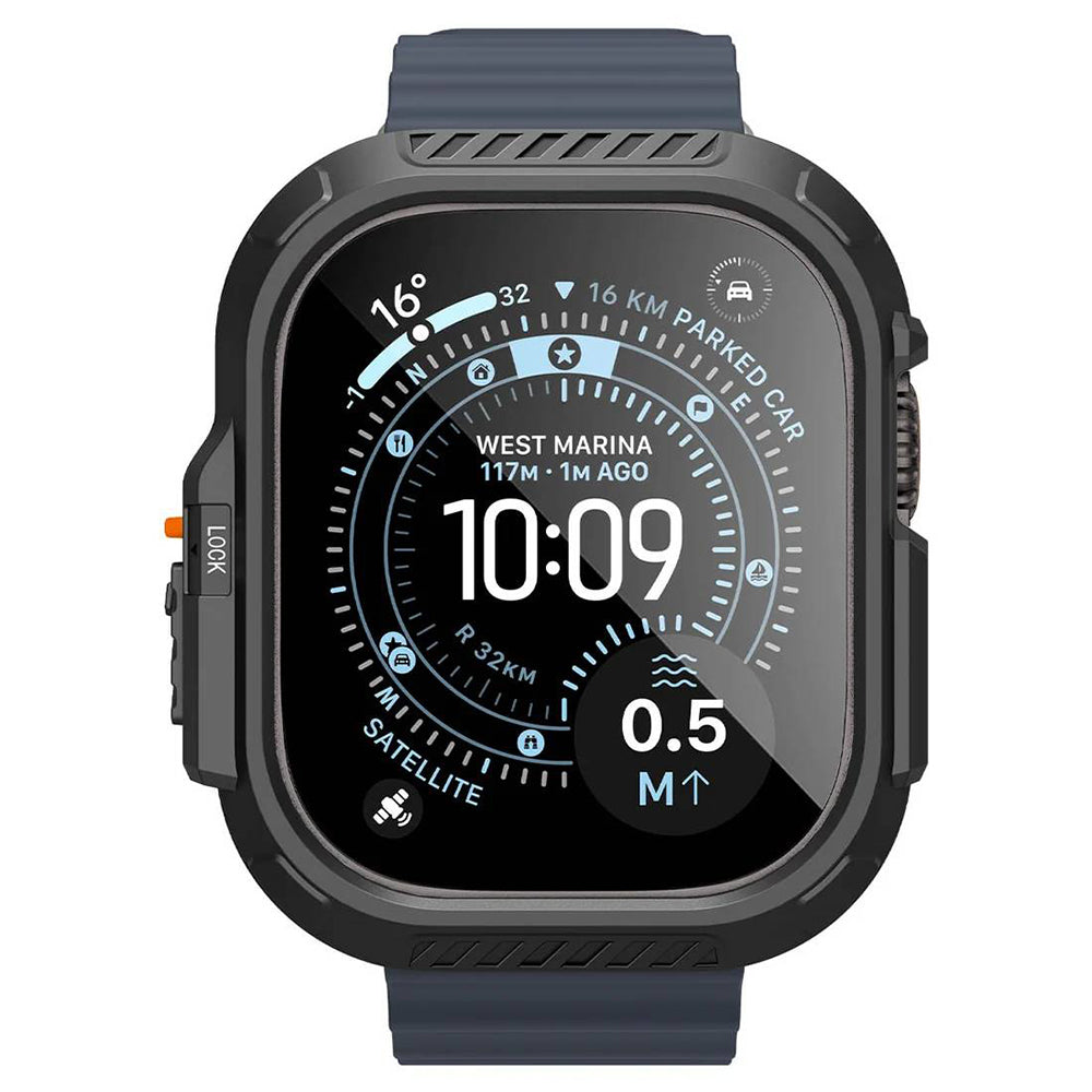 Spigen Lock Fit Hülle mit Displayschutz für Apple Watch Ultra Series, Schwarz ACS12054