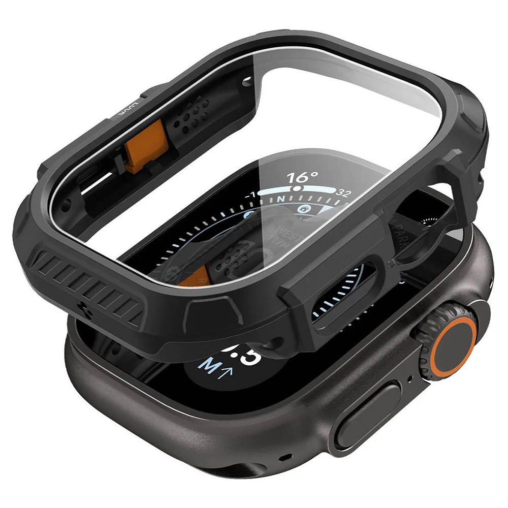 Spigen Lock Fit Hülle mit Displayschutz für Apple Watch Ultra Series, Schwarz ACS12054
