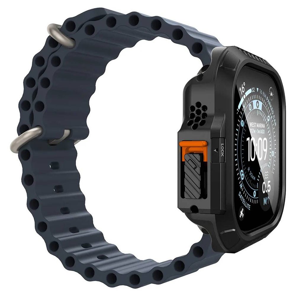 Spigen Lock Fit Hülle mit Displayschutz für Apple Watch Ultra Series, Schwarz ACS12054