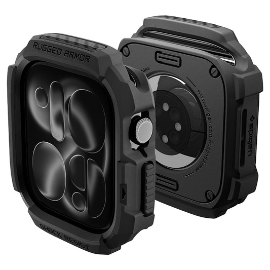 Spigen Rugged Armor Hülle für Apple Watch Series 12 46mm, Matt Schwarz ACS11886