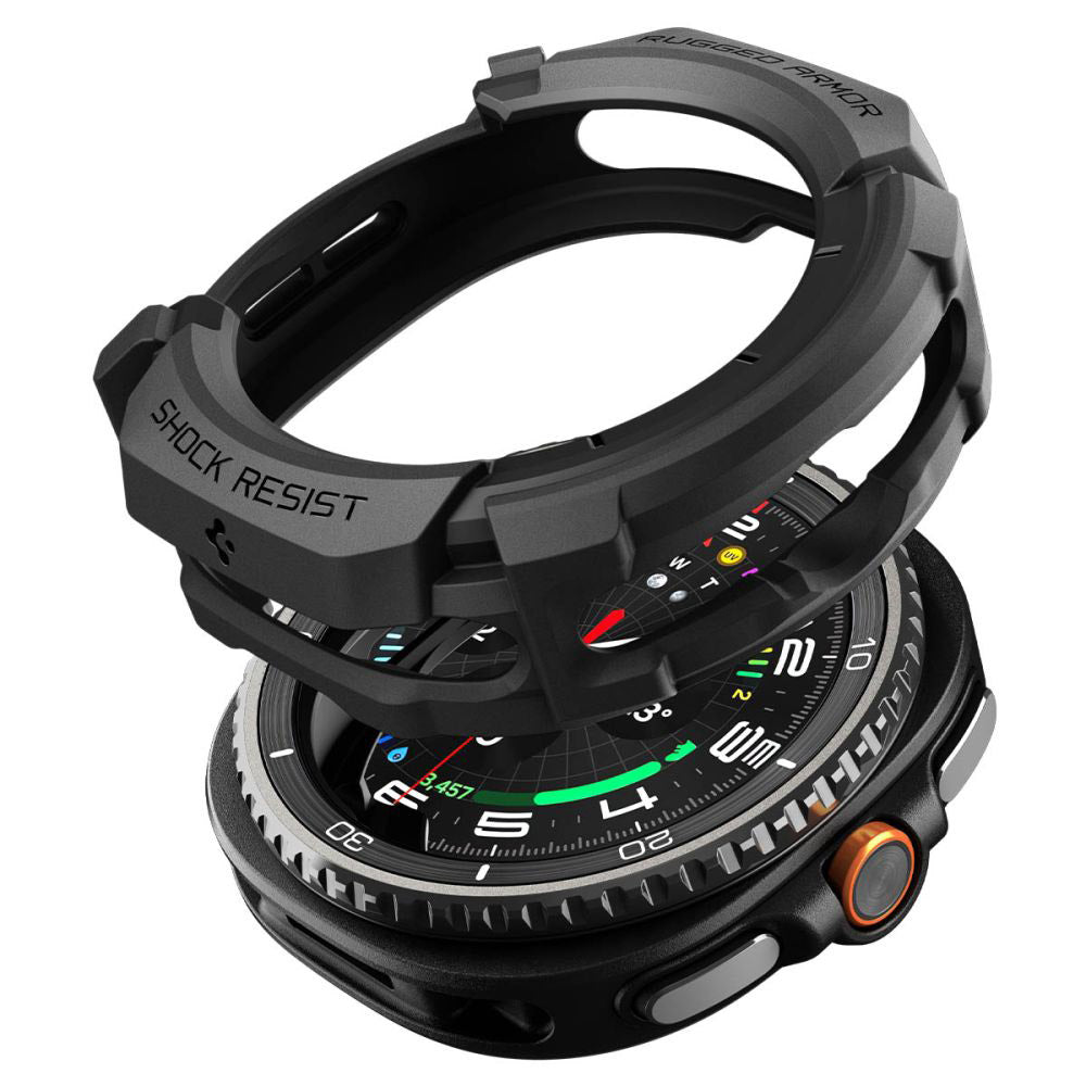 Spigen Rugged Armor Hülle für Samsung Galaxy Watch8 Classic, Mattschwarz ACS10012