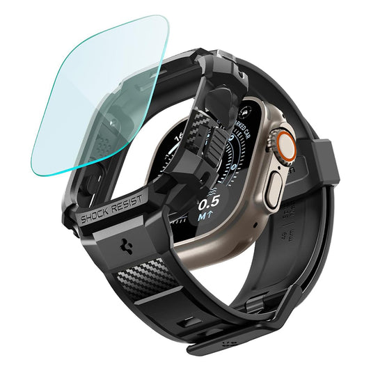 Spigen Rugged Armor Pro Hülle mit Displayschutz für Apple Watch Ultra Series, Schwarz ACS12053