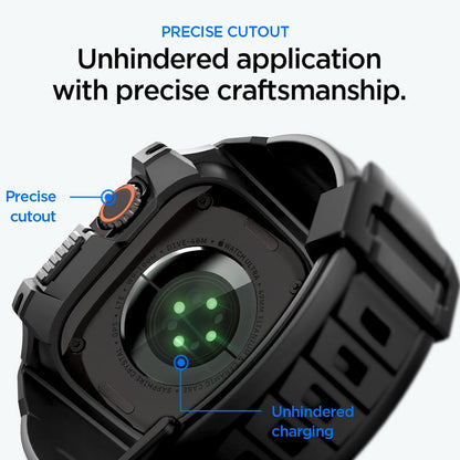 Spigen Rugged Armor Pro Hülle mit Displayschutz für Apple Watch Ultra Series, Schwarz ACS12053
