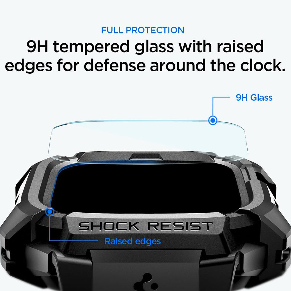 Spigen Rugged Armor Pro Hülle mit Displayschutz für Apple Watch Ultra Series, Schwarz ACS12053