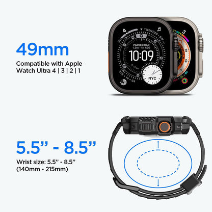 Spigen Rugged Armor Pro Hülle mit Displayschutz für Apple Watch Ultra Series, Schwarz ACS12053