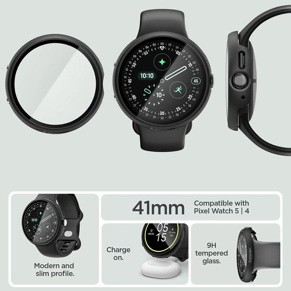 Spigen Thin Fit 360 Hülle für Google Pixel Watch 41 mm Series, Schwarz ACS11750