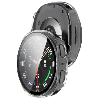 Tech-Protect Defense Hülle für Samsung Galaxy Watch 9 / Watch8 44mm, 2er Set, Schwarz / Transparent