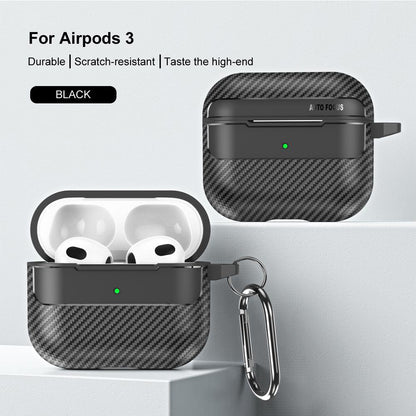 Techsuit CarbonFiber Hülle für Apple AirPods 3, Schwarz