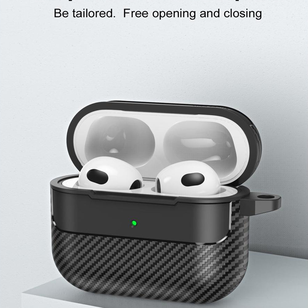 Techsuit CarbonFiber Hülle für Apple AirPods 3, Schwarz