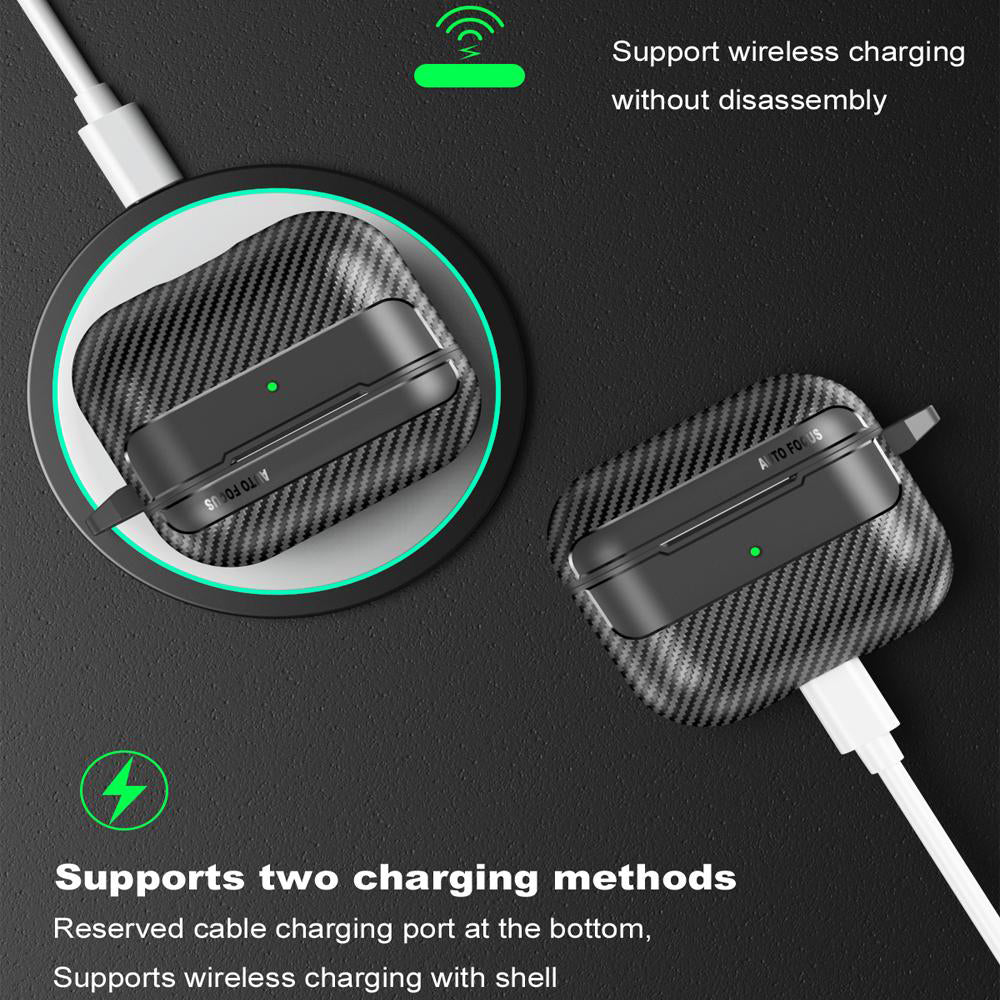Techsuit CarbonFiber Hülle für Apple AirPods 3, Schwarz