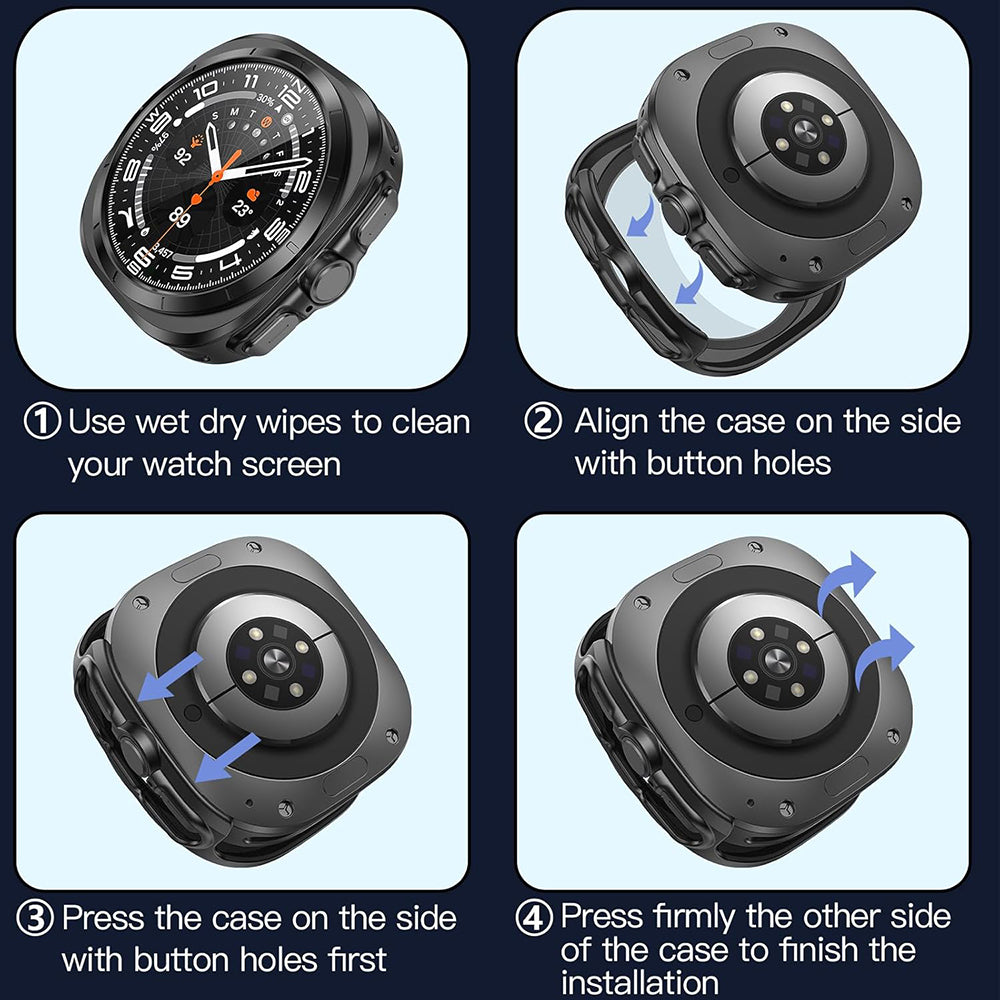 Techsuit Defense360 Pro Hülle für Samsung Galaxy Watch Ultra, Schwarz