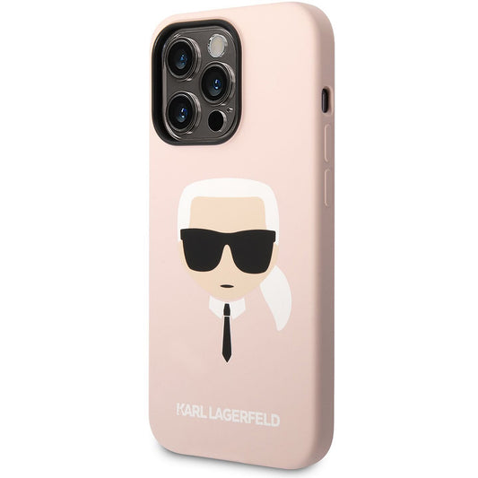 Hülle für Apple iPhone 14 Pro Max, Karl Lagerfeld, Silicone Karl's Head, Rosa