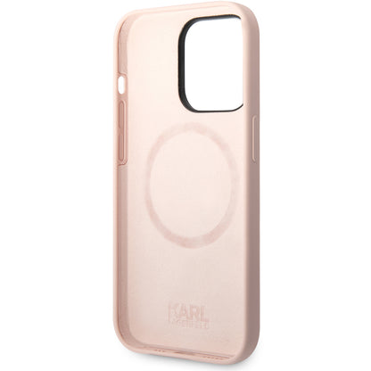MagSafe Hülle für Apple iPhone 14 Pro Max, Karl Lagerfeld, Silikonkörper Karl & Choupette, Rosa