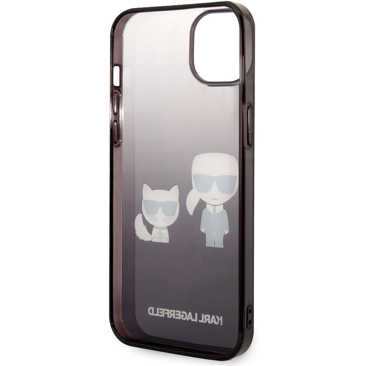 Hülle für Apple iPhone 14 Plus, Karl Lagerfeld, Gradient Karl & Choupette, Schwarz